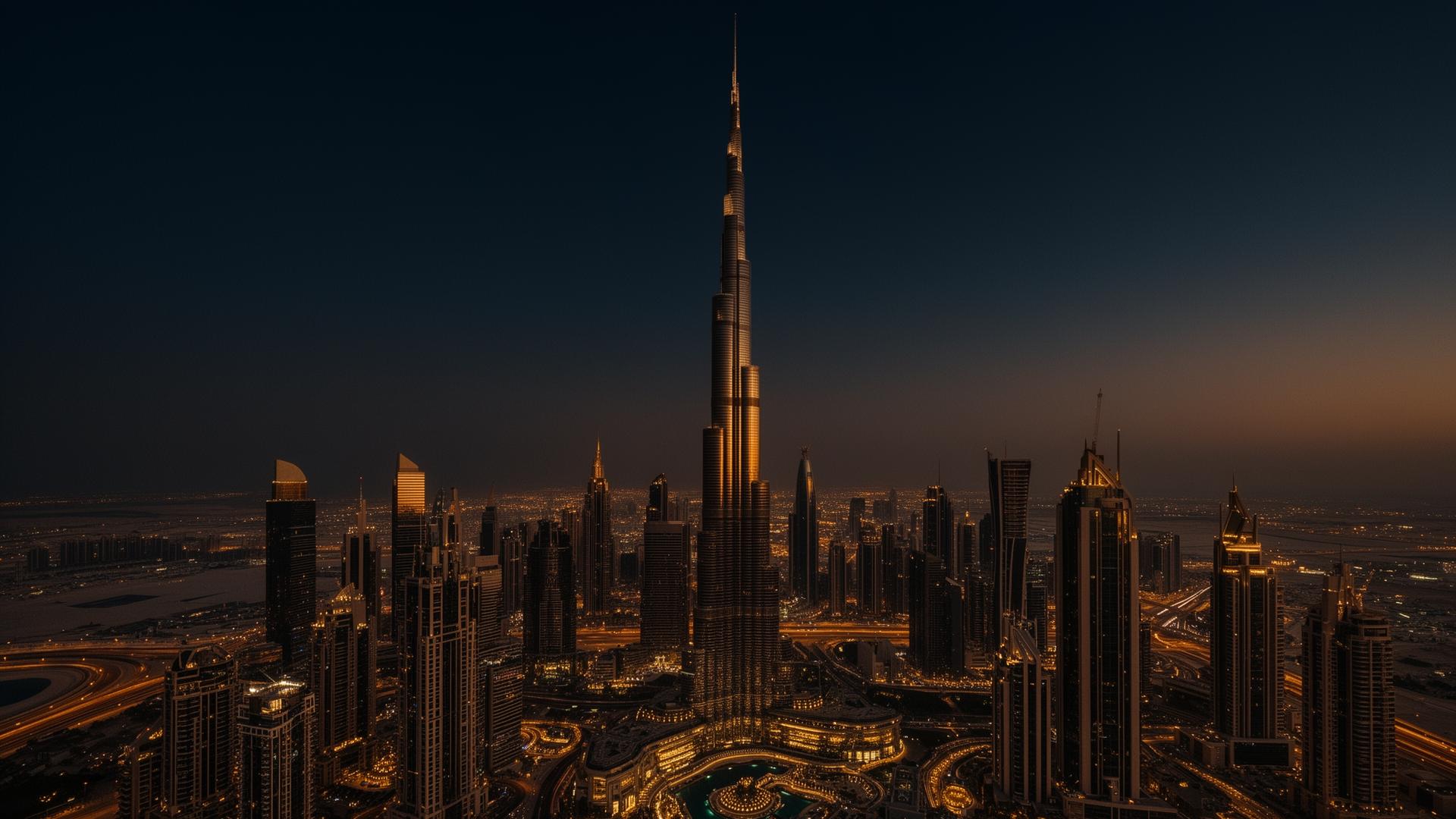 Dubai skyline at golden hour